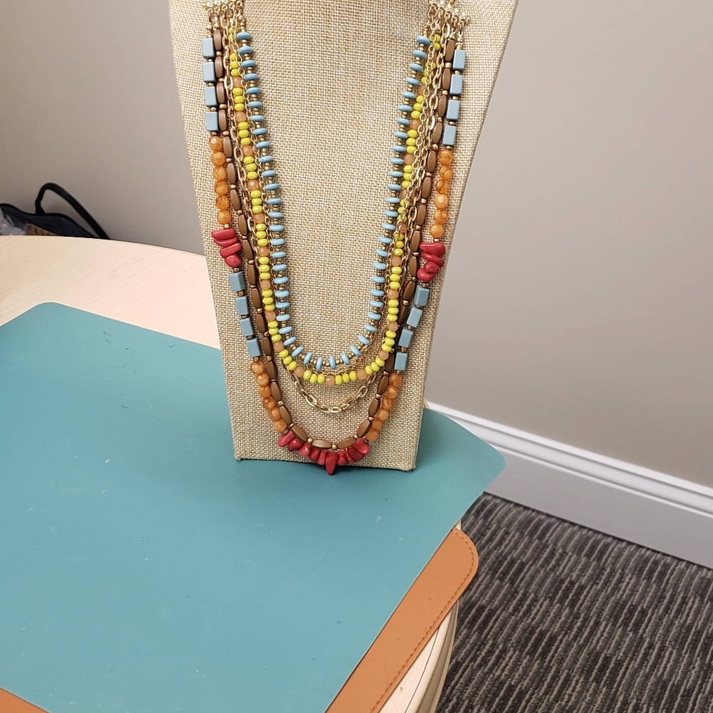 Multi Layer, Multi Strand, Multi Color Beaded Gem… - image 5